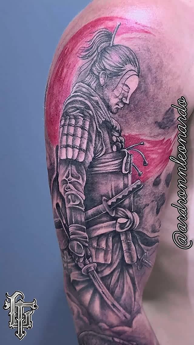 Stoic Samurai with Red Sun