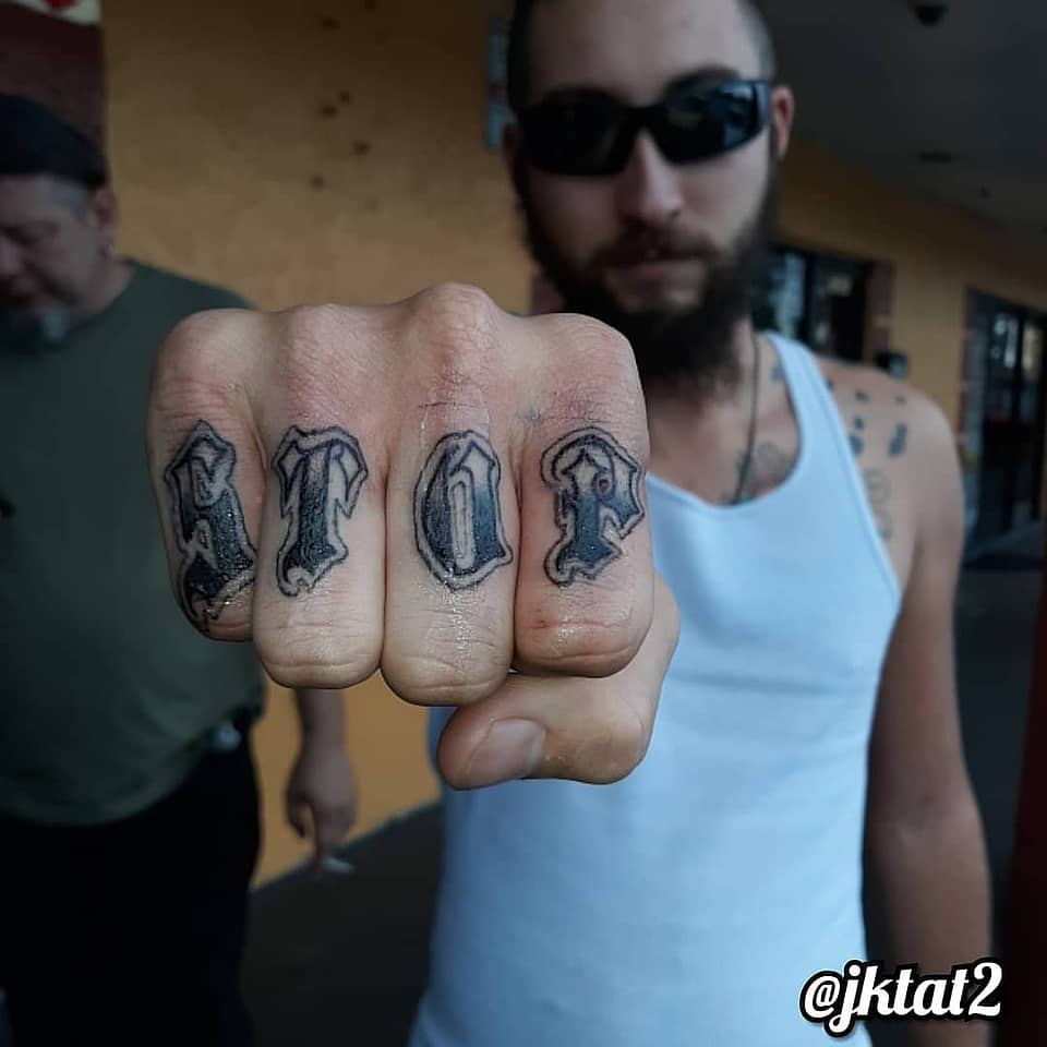 STOP Knuckle Lettering