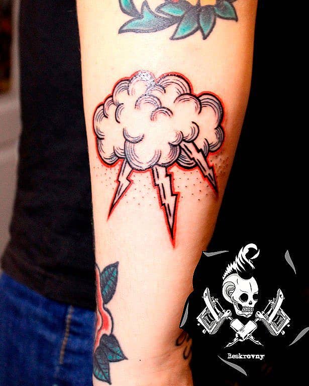 Storm Cloud with Lightning Bolts
