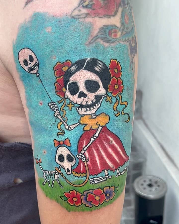 Sugar Skull Girl & Skeleton Pup