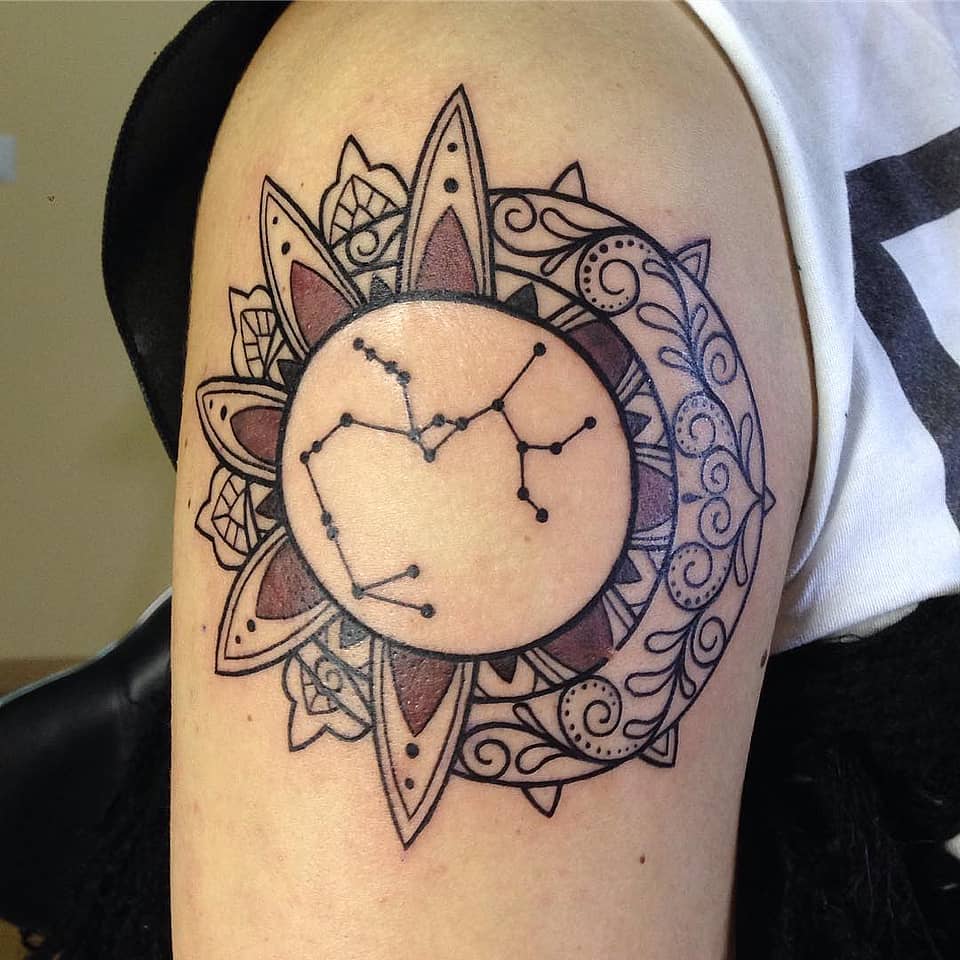 Sun and Moon Mandala with Constellation
