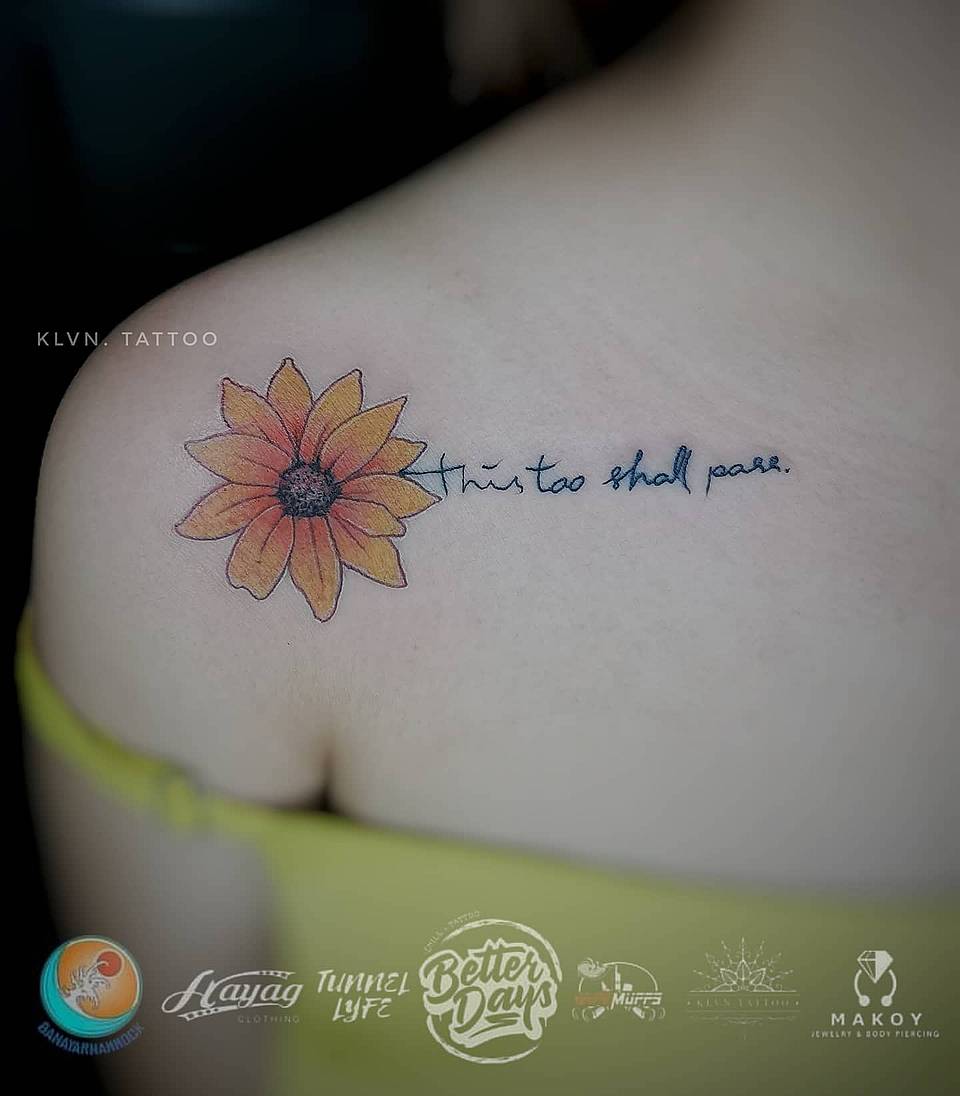 Sunflower with 'This Too Shall Pass'