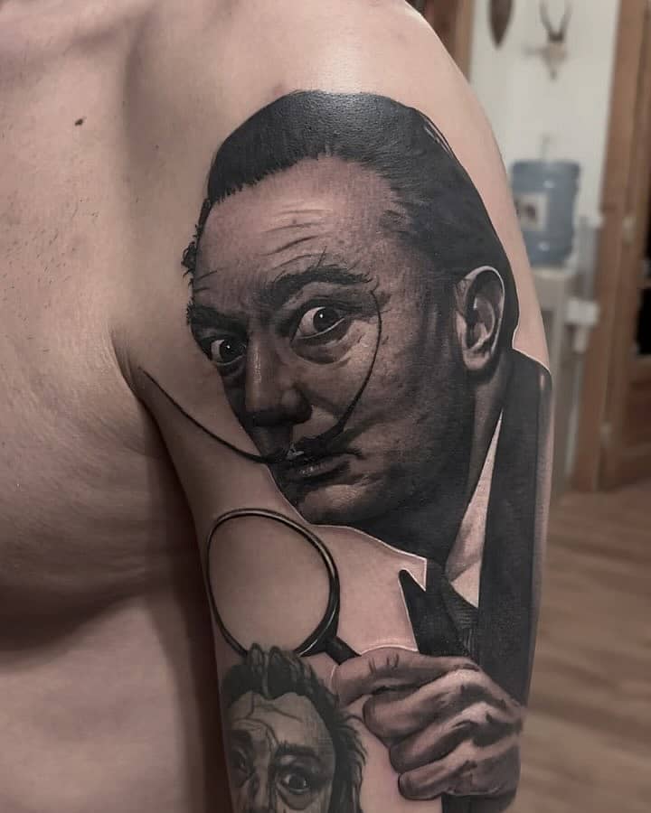 Surrealist Portrait with Magnifying Glass