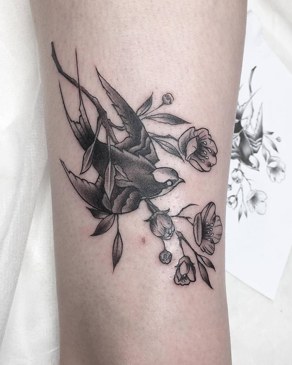 Swallow and Blossoms