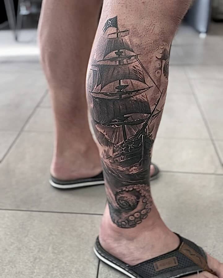 Tall Ship and Kraken