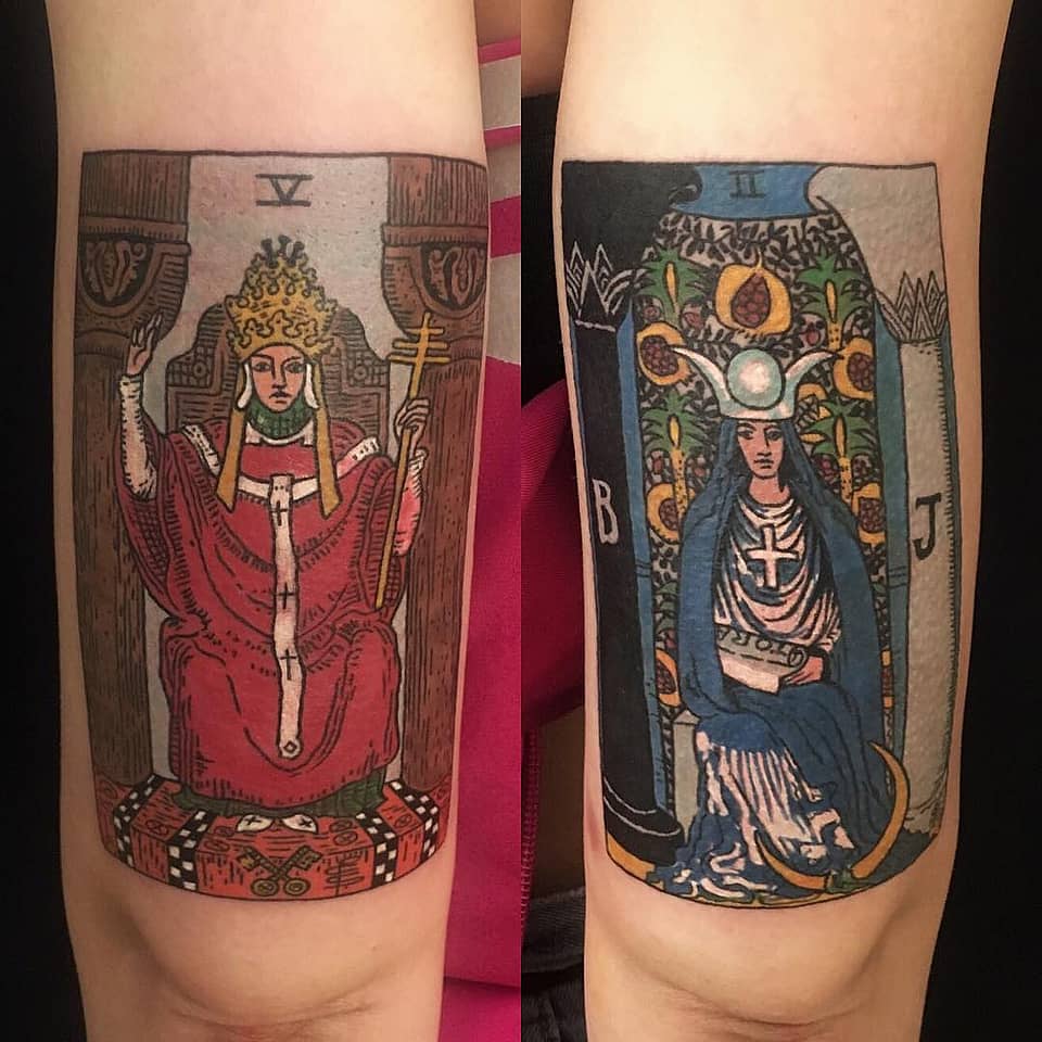 Tarot Pair — The Hierophant & The High Priestess