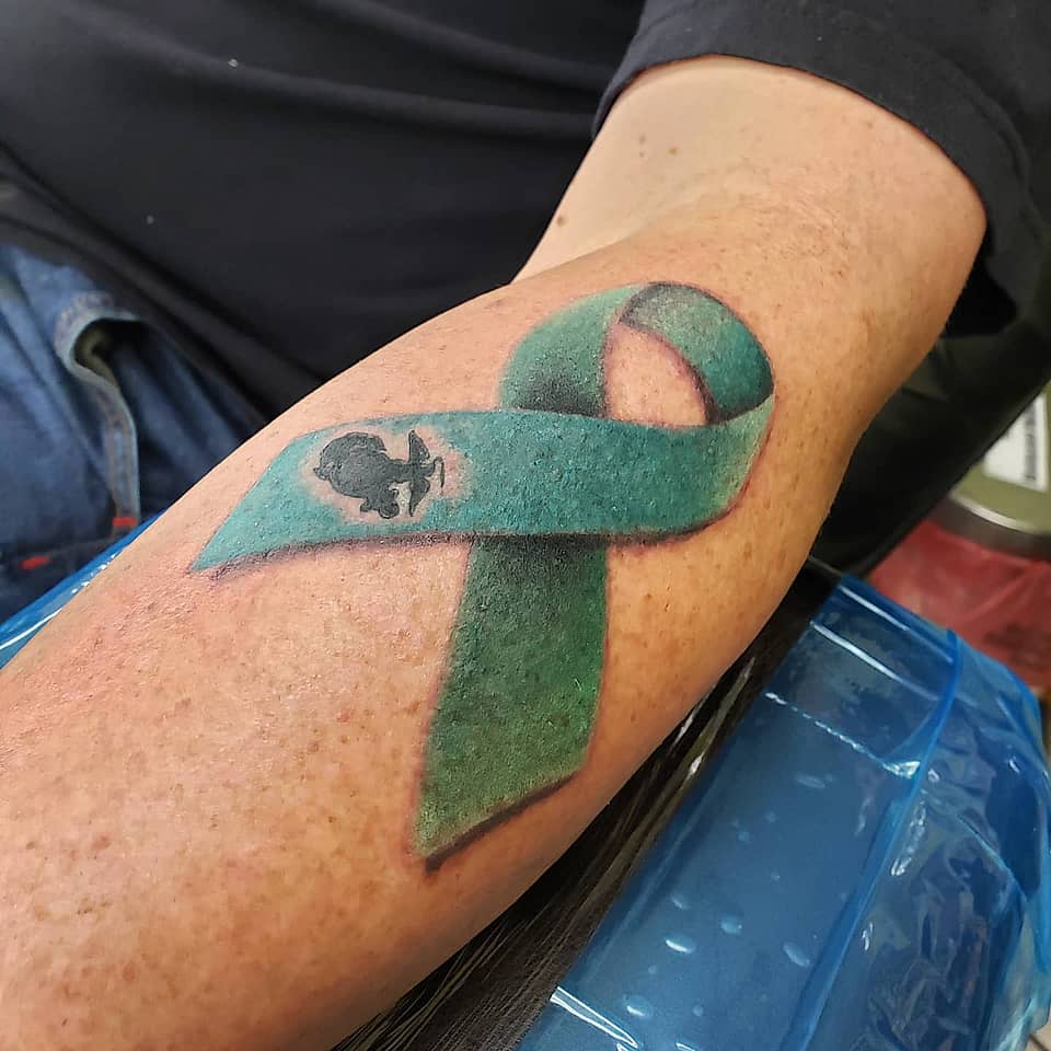 Teal Awareness Ribbon Emblem