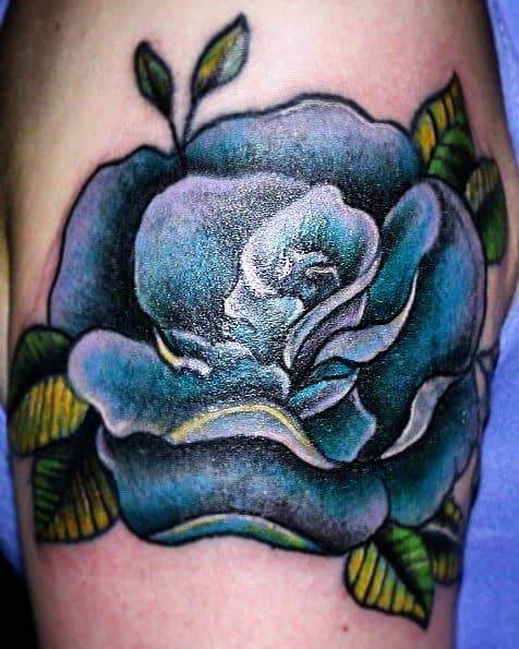 Teal Neo-Traditional Rose