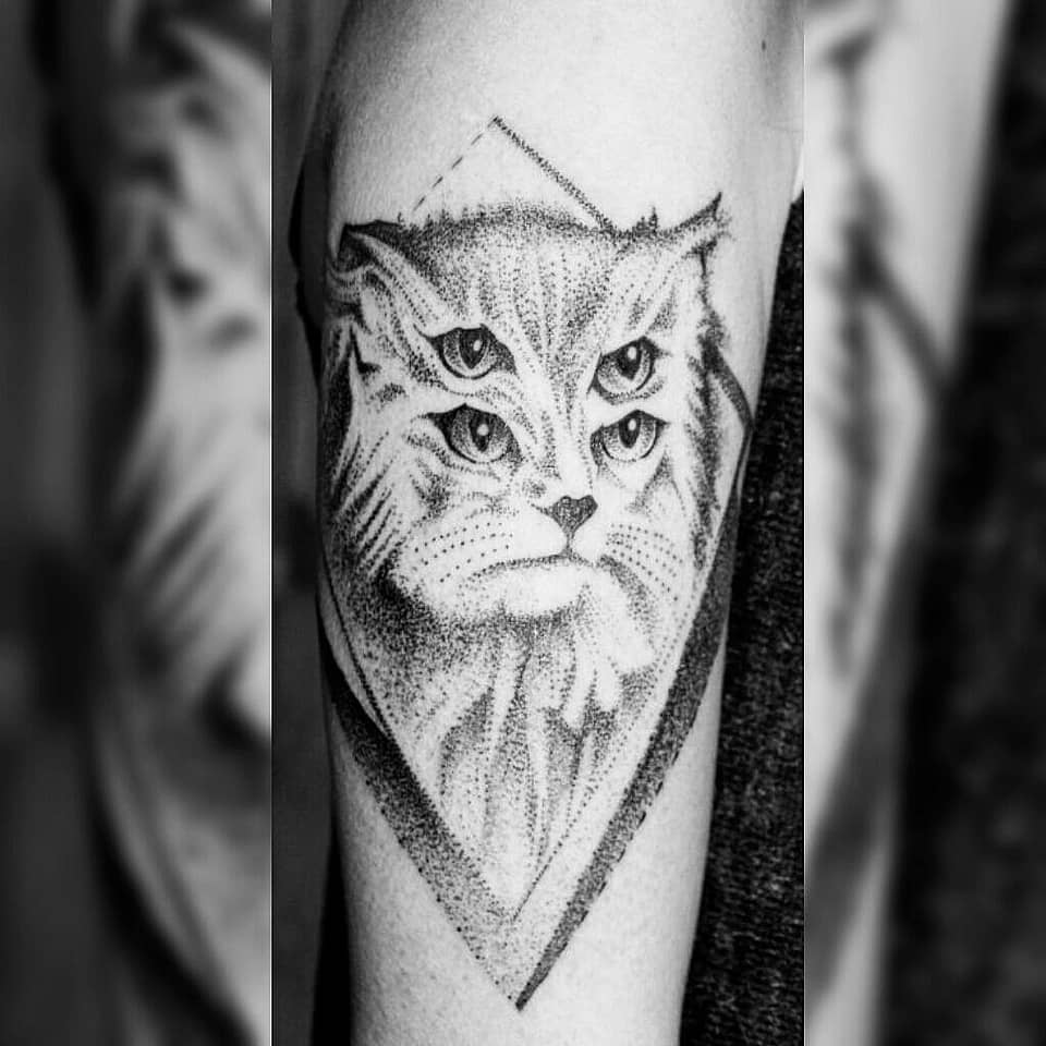Three-Eyed Dotwork Cat