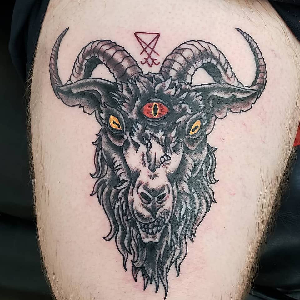 Three-Eyed Goat with Lucifer Sigil