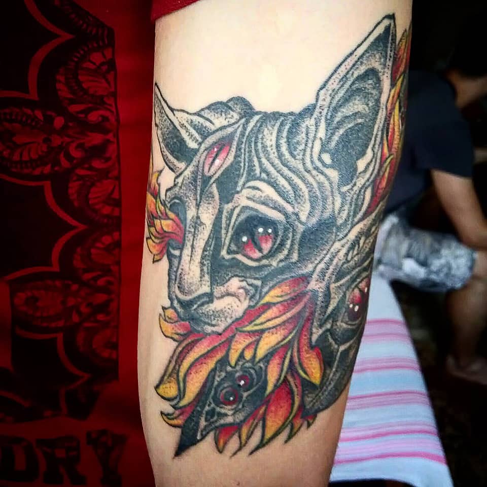 Three-Eyed Sphynx with Flame Mane