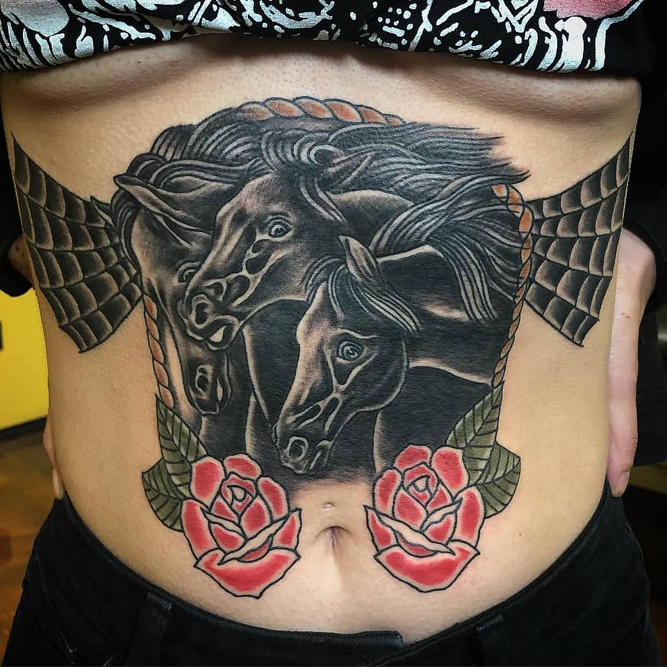 Three Horses and Roses Crest