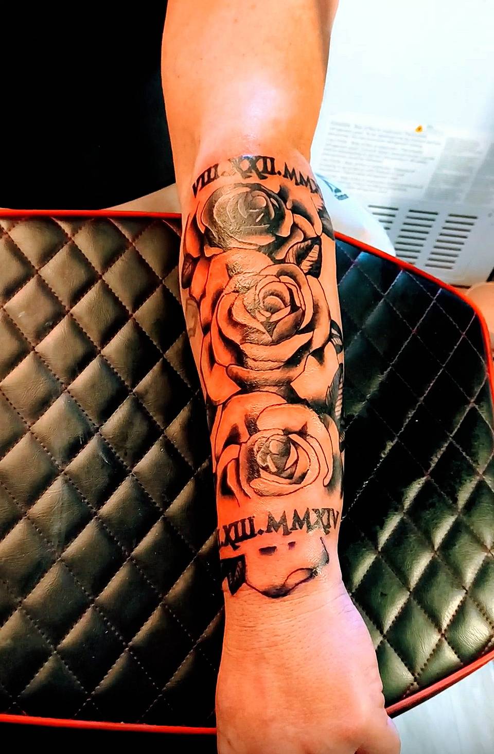 Three Roses with Roman Numerals