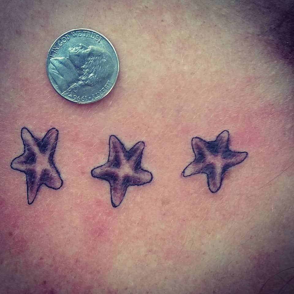 Three Starfish in Line