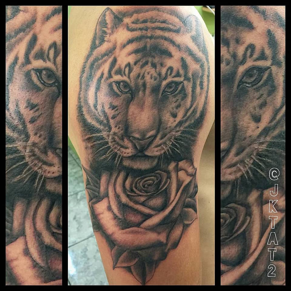 Tiger and Rose Portrait