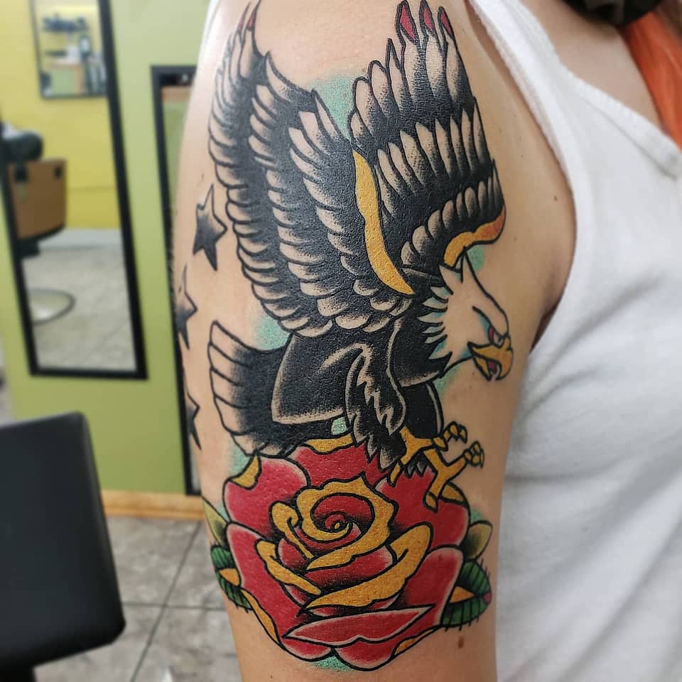 Traditional Eagle and Rose