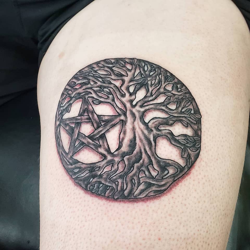 Tree of Life with Pentagram Circle