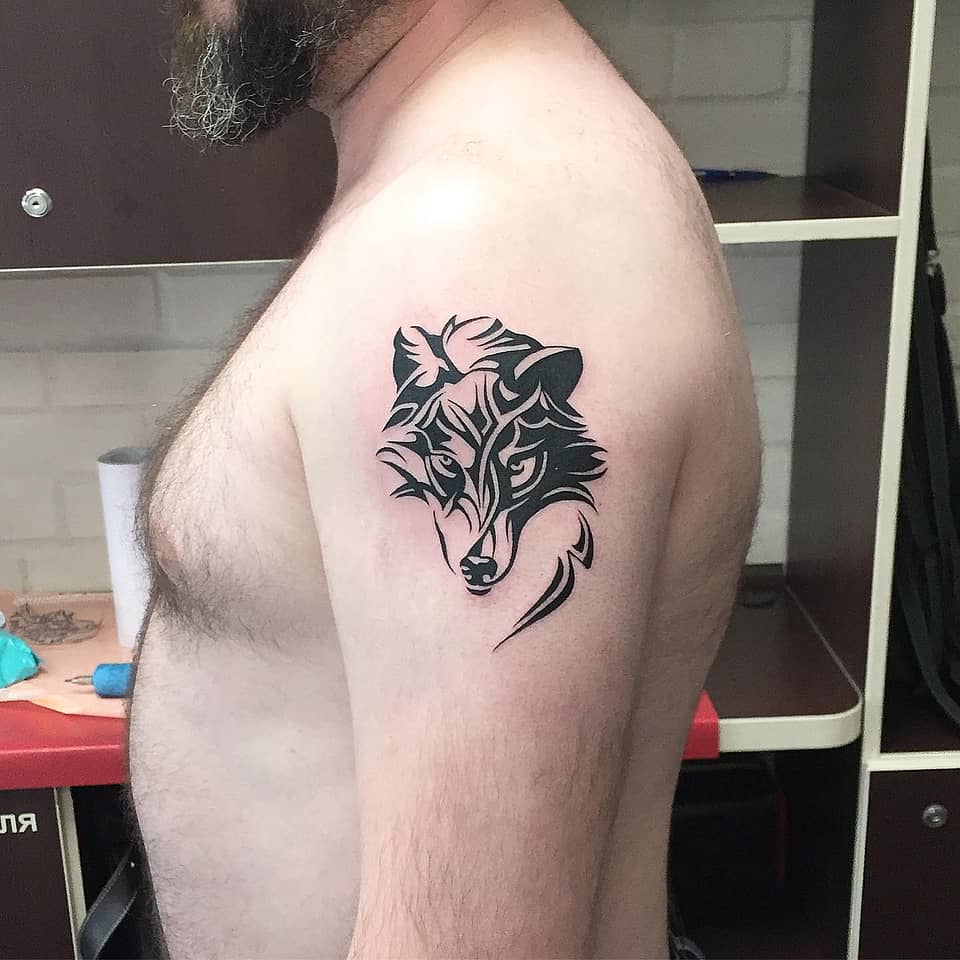 Tribal Geometric Wolf Head