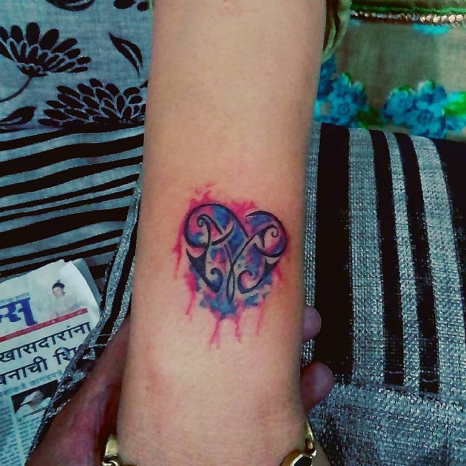 Tribal Heart Watercolor Splash