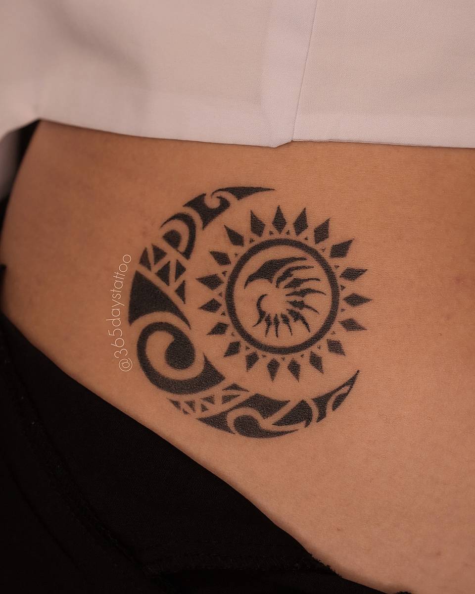 Tribal Sun & Moon Crescent