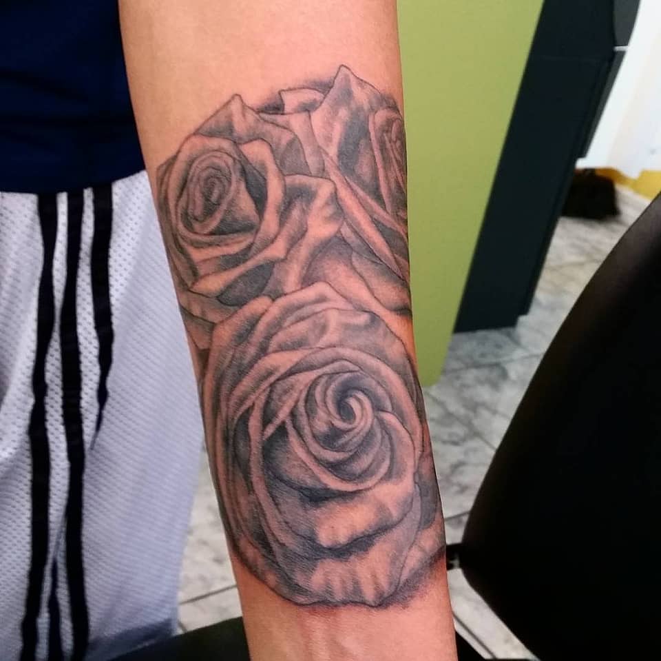 Trio of Black and Grey Roses