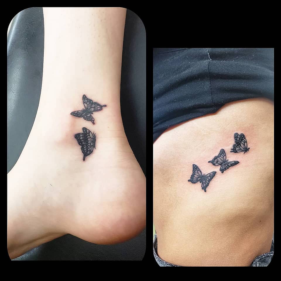 Trio of Fluttering Butterflies