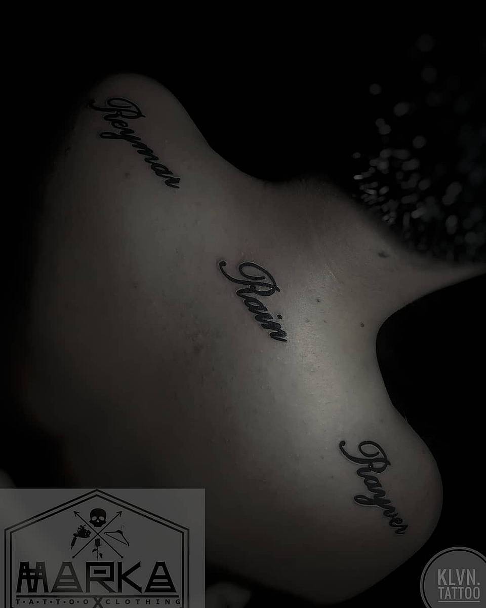 Triple Cursive Name Tattoo