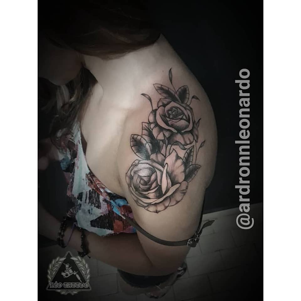 Triple Rose Shoulder Tattoo