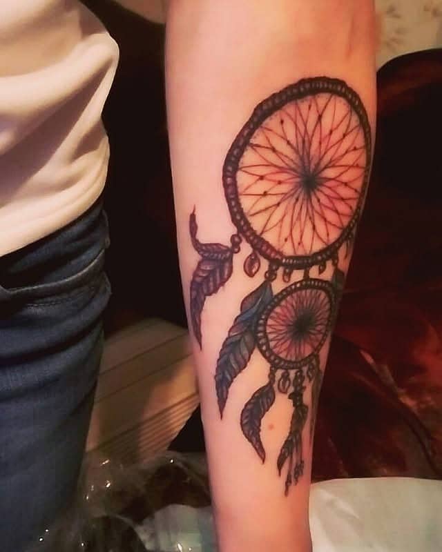 Twin Dreamcatchers with Feathers