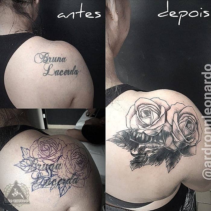 Twin Rose Cover-Up — Black & Gray Realism