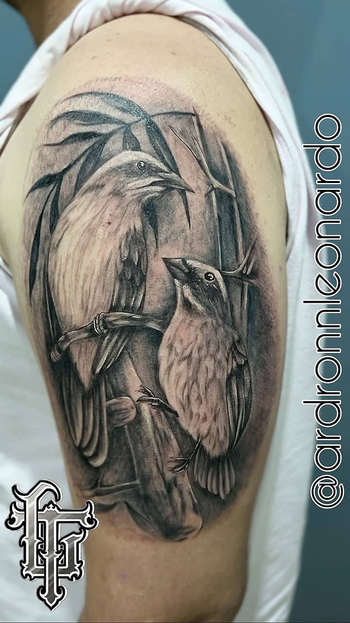Two Birds on Bamboo