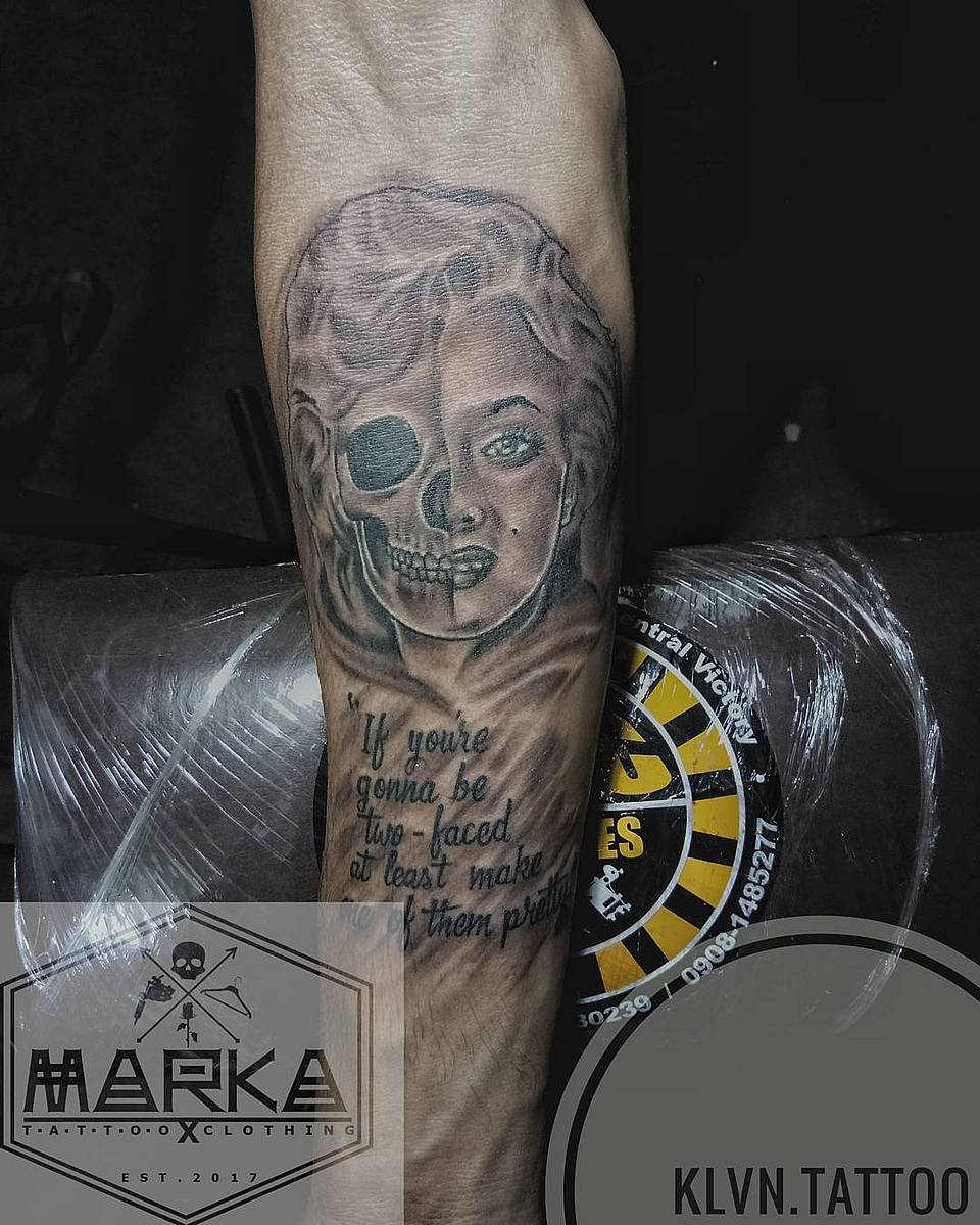 Two-Faced Icon — Half-Skull Portrait