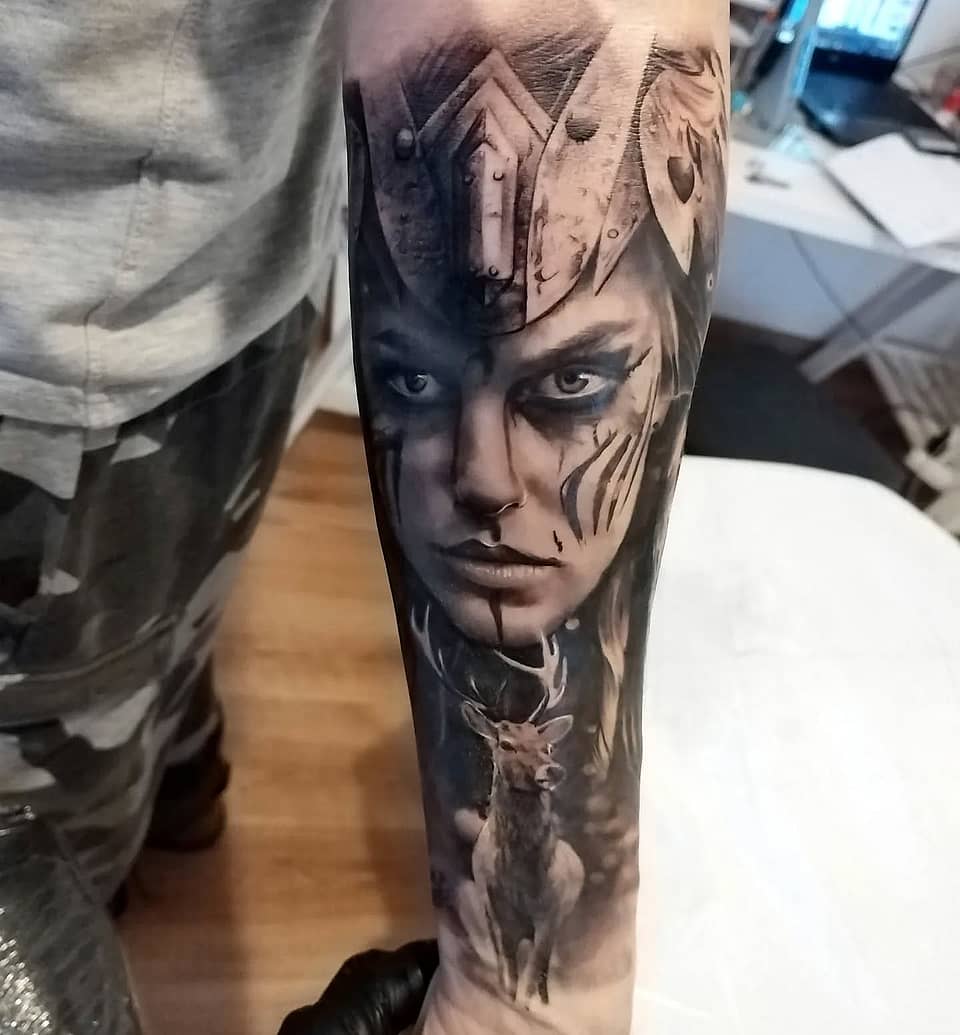 Valkyrie and Stag Portrait