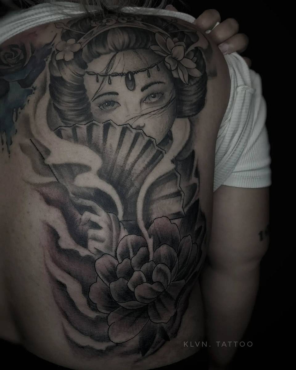 Veiled Geisha with Peony