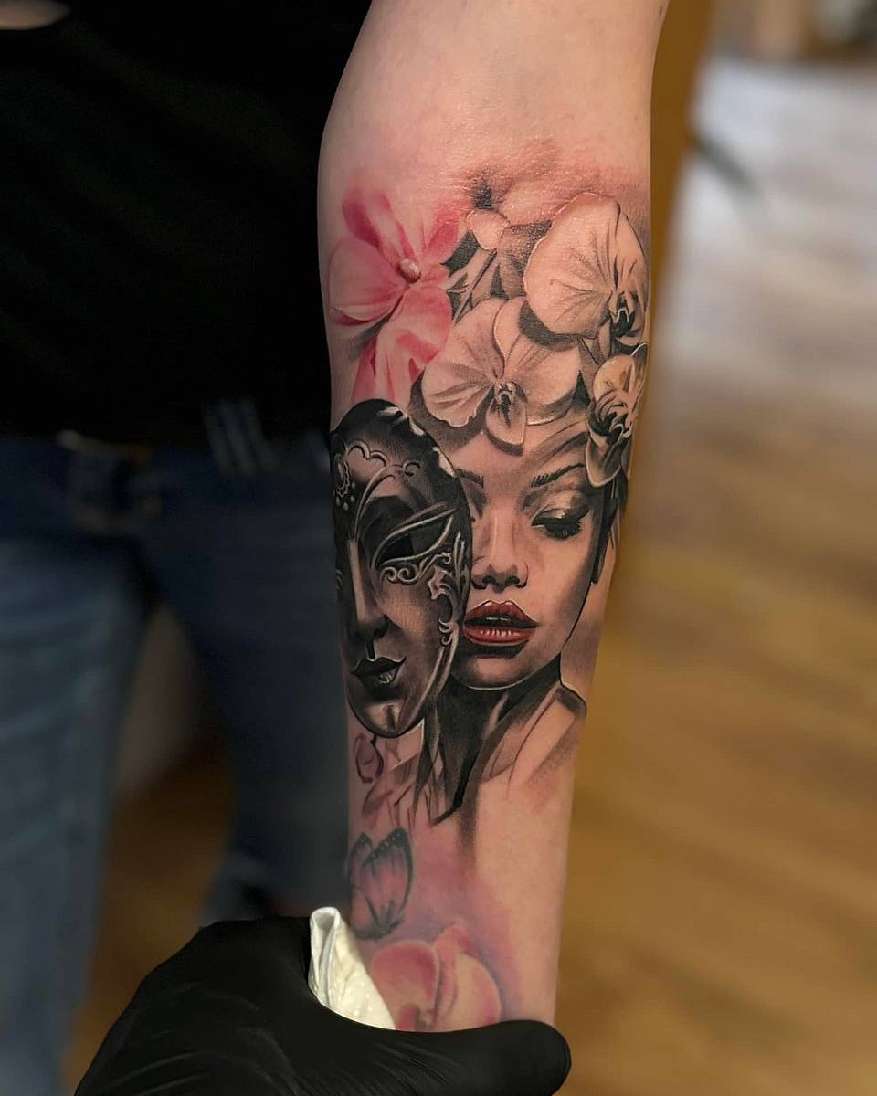 Veiled Mask & Orchid Portrait