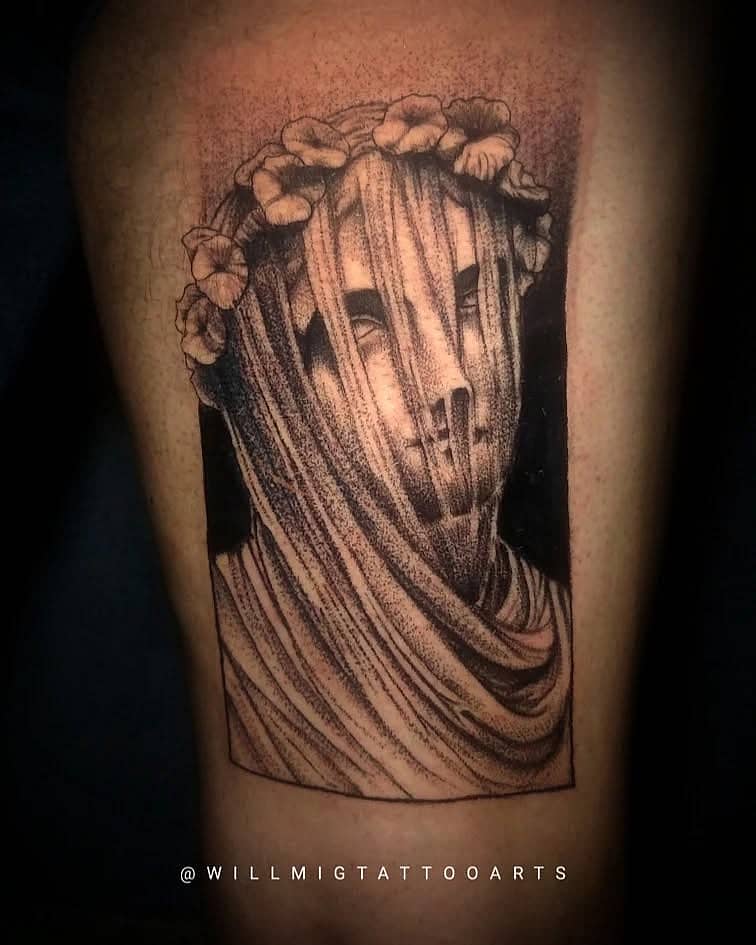 Veiled Muse with Floral Crown