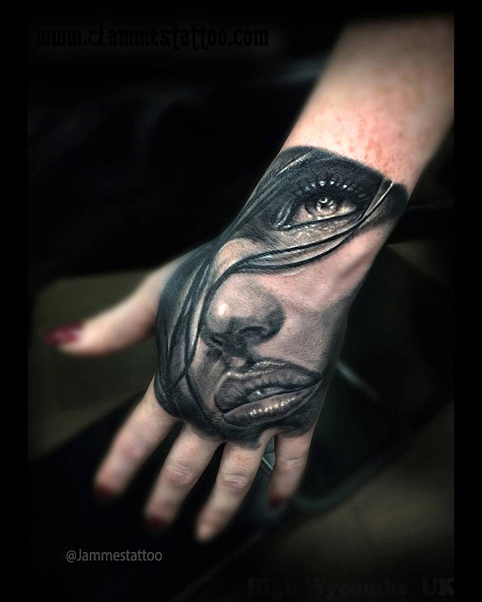 Veiled Woman Hand Portrait