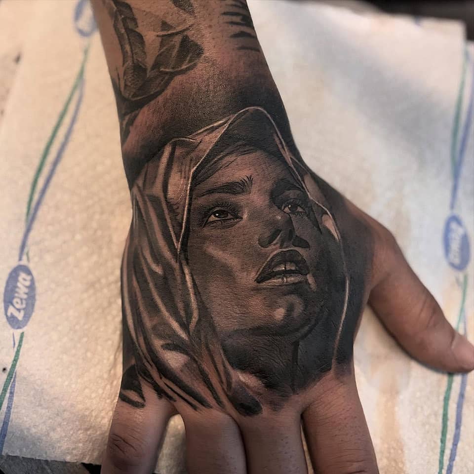Veiled Woman Hand Portrait