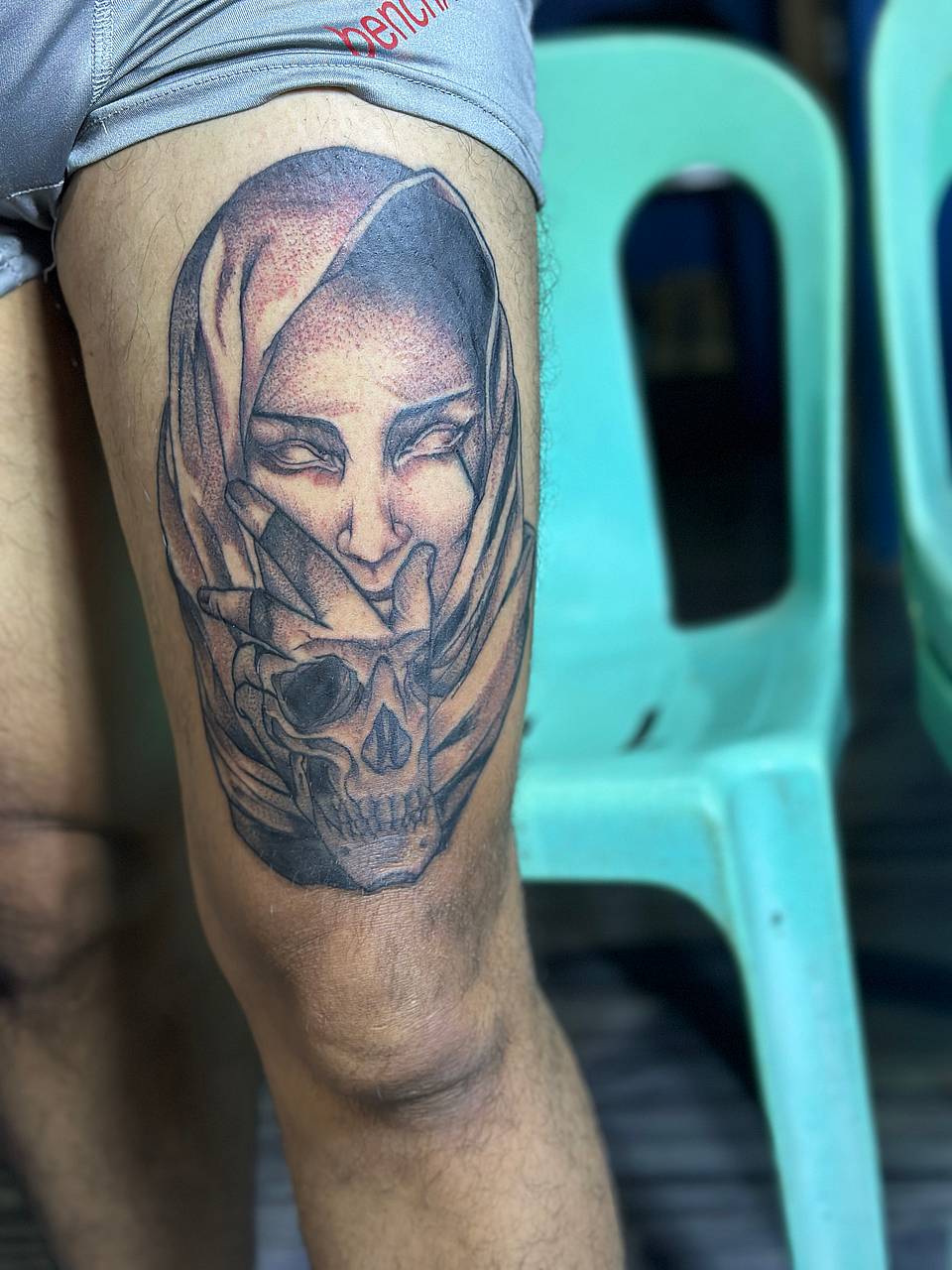 Veiled Woman with Skull