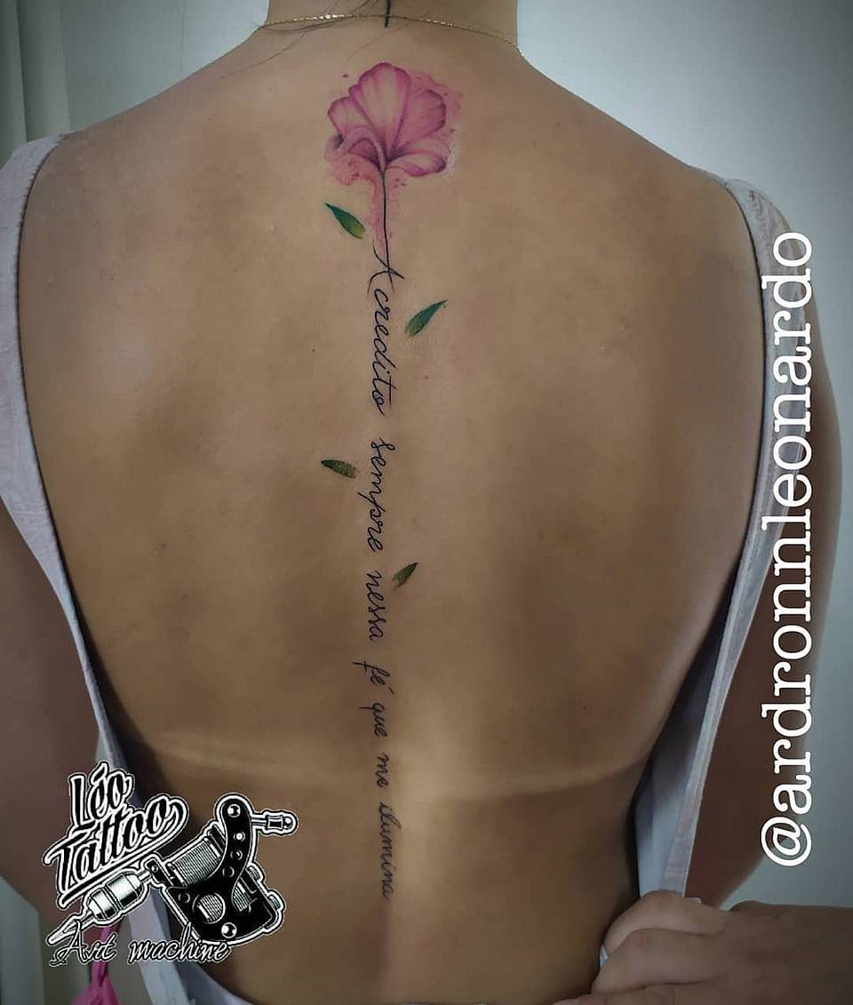 Vertical Script with Pink Blossom