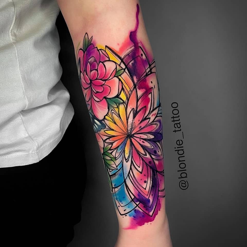 Vibrant Watercolor Floral Mandala