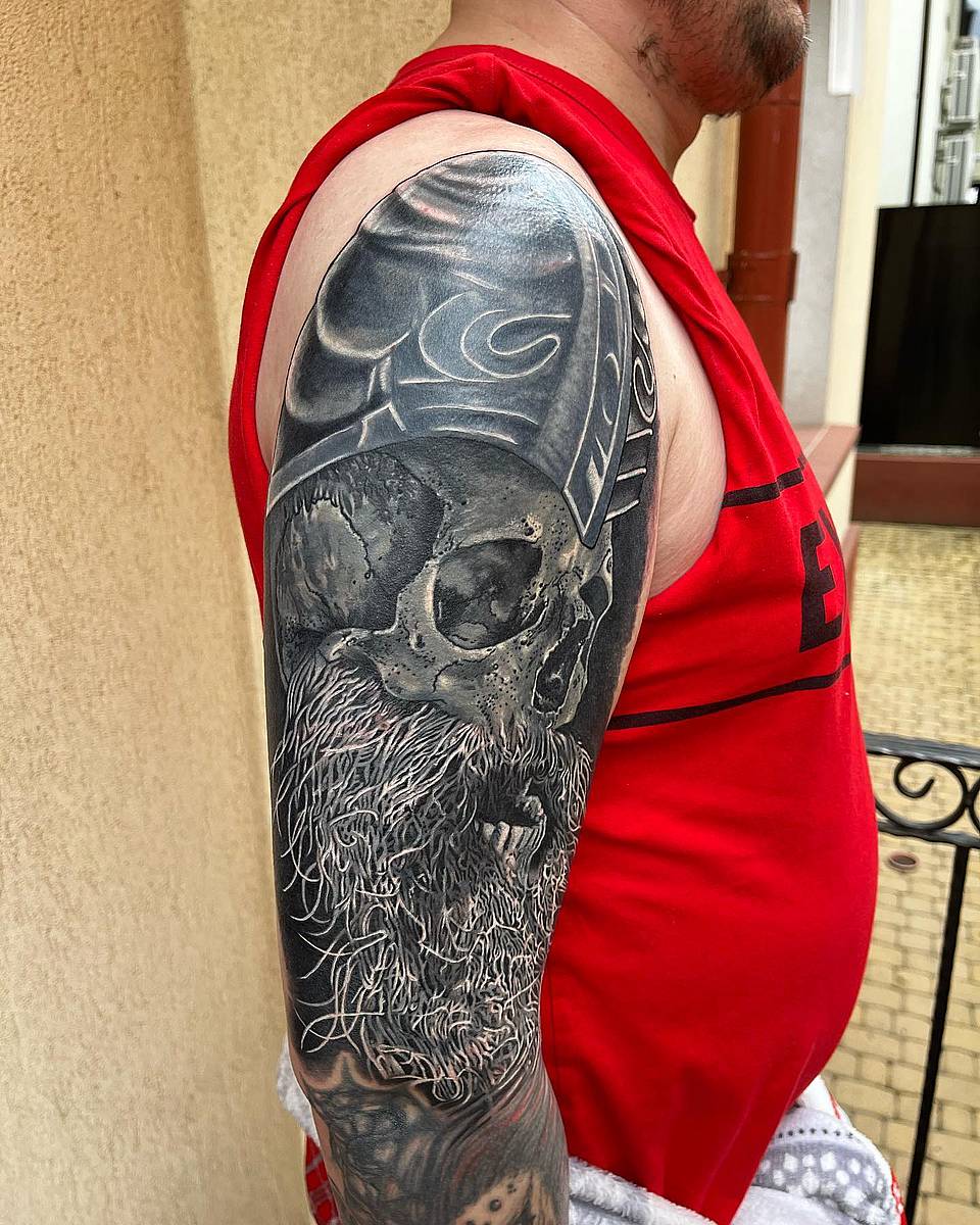 Viking Skull Half Sleeve