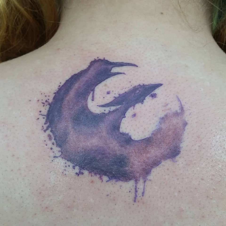 Violet Watercolor Triple Bird Crescent