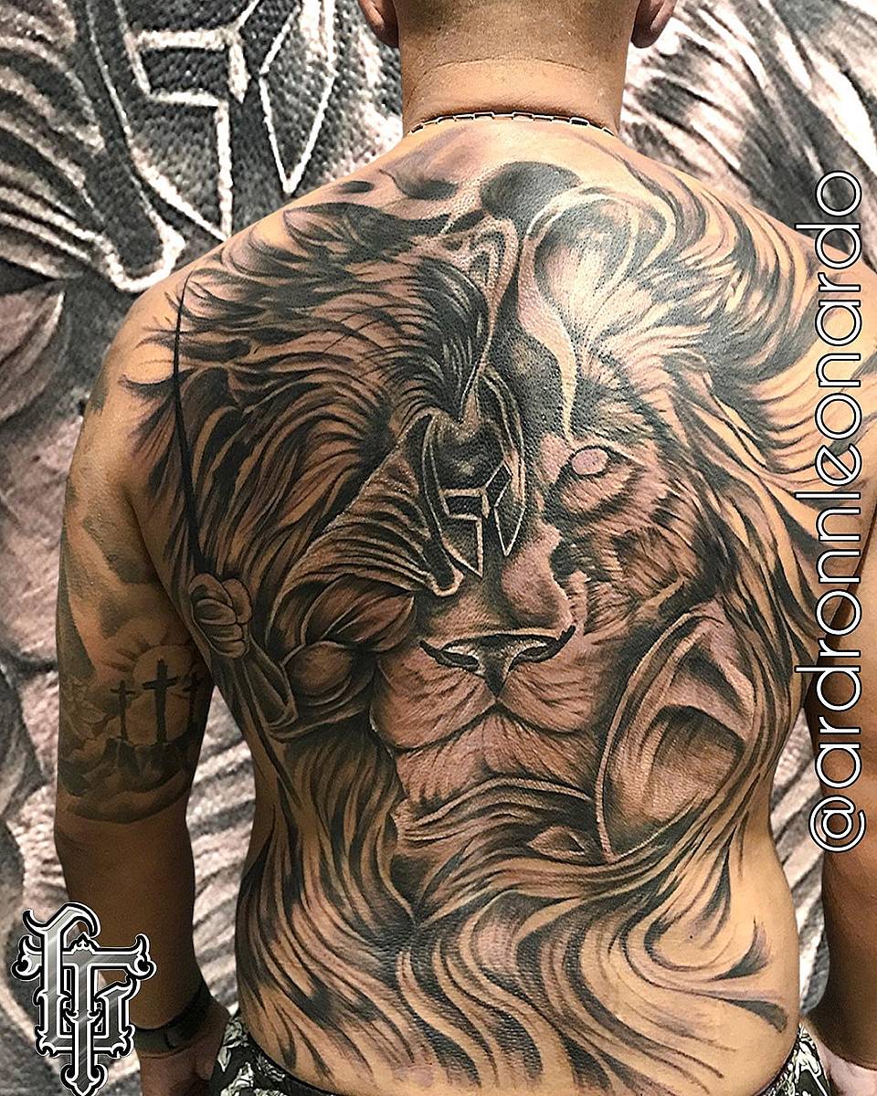 Warrior Lion Full-Back Tattoo