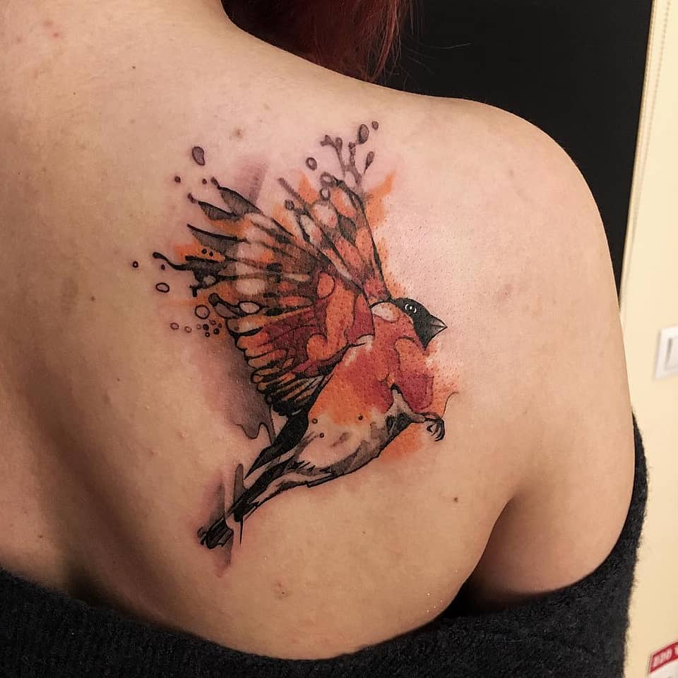 Watercolor Bird in Flight