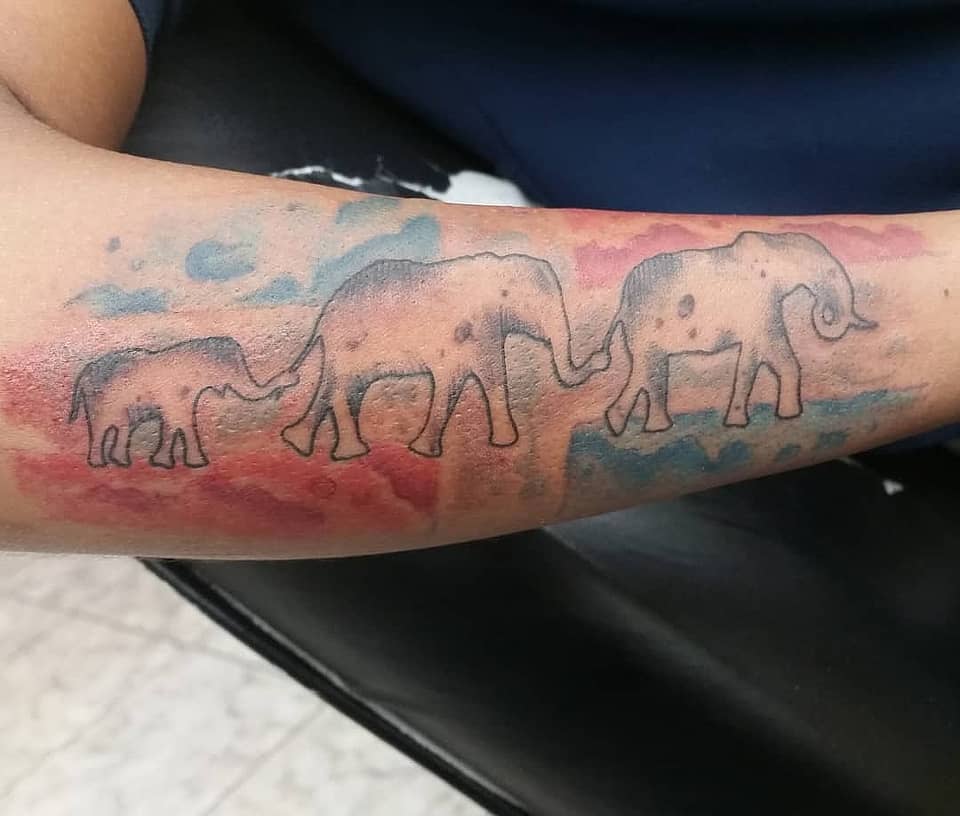 Watercolor Elephant Family March
