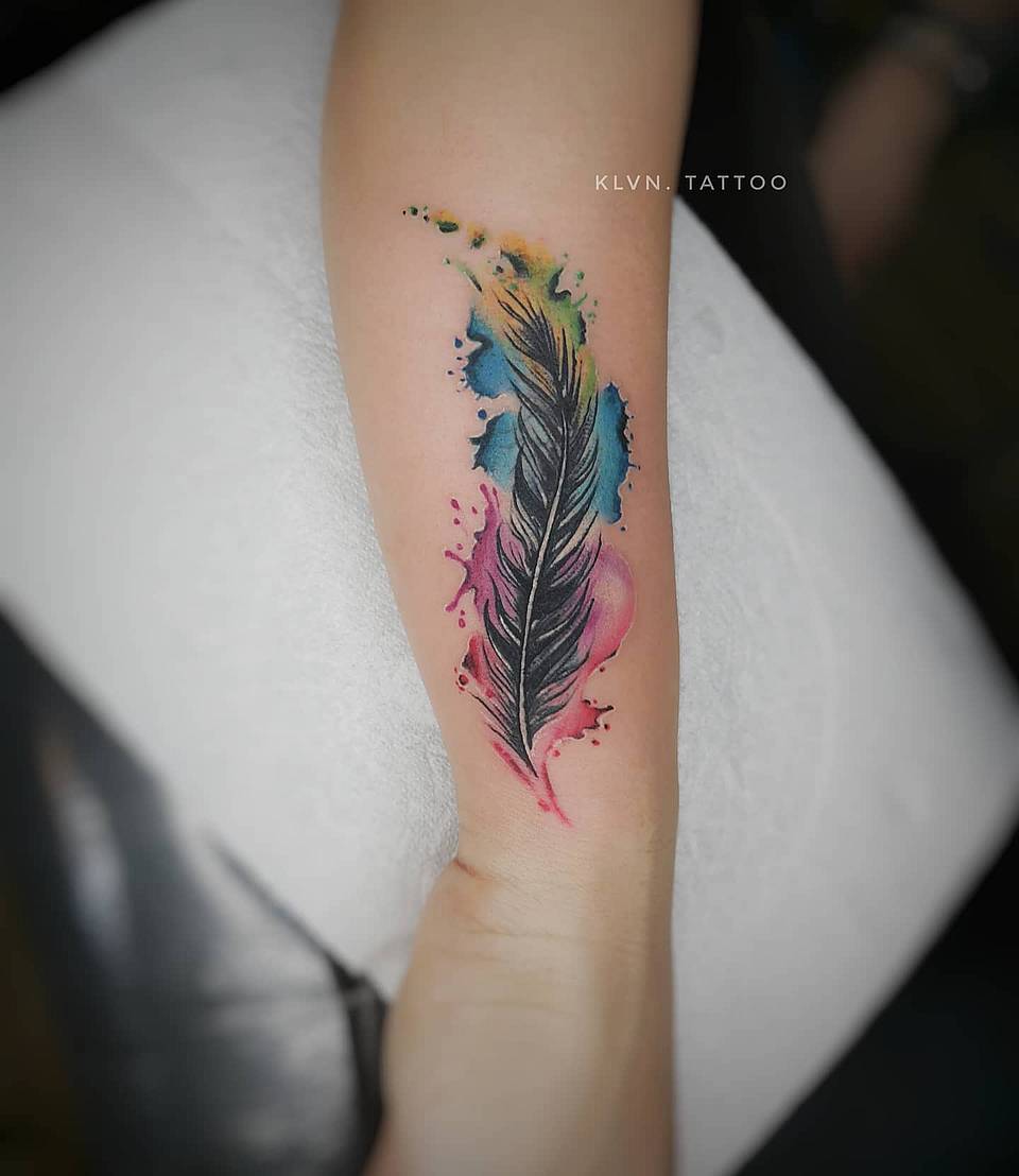 Watercolor Feather Splash