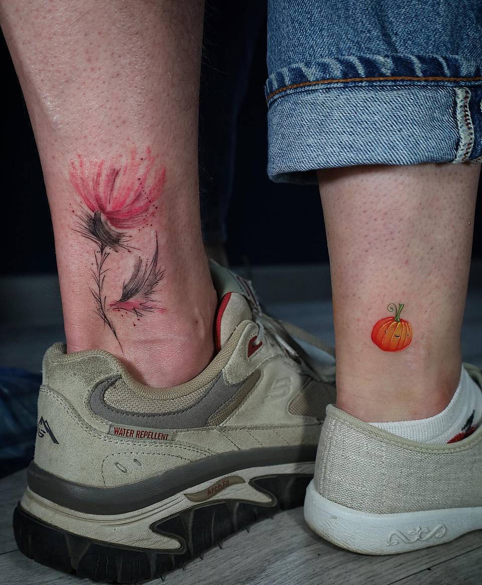 Watercolor Flower and Mini Pumpkin Anklets