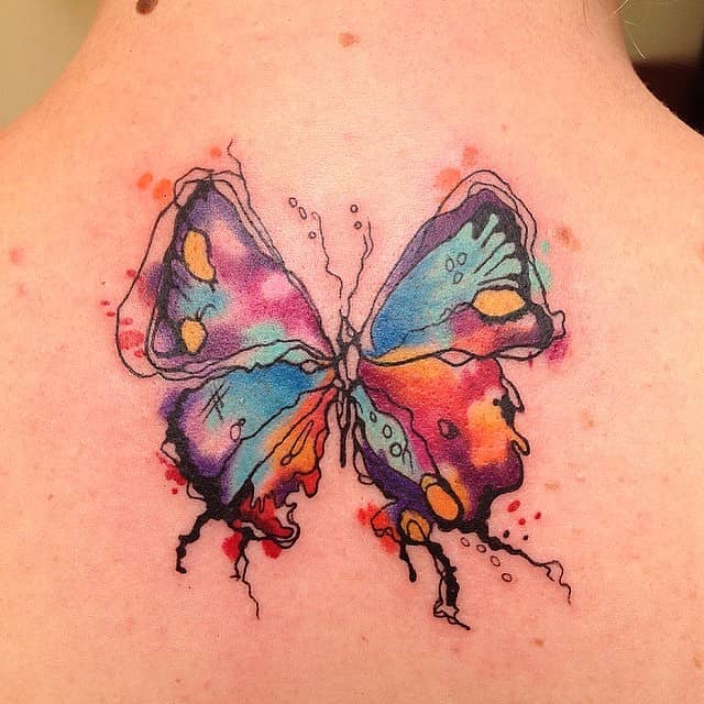 Watercolor Ink-Splatter Butterfly