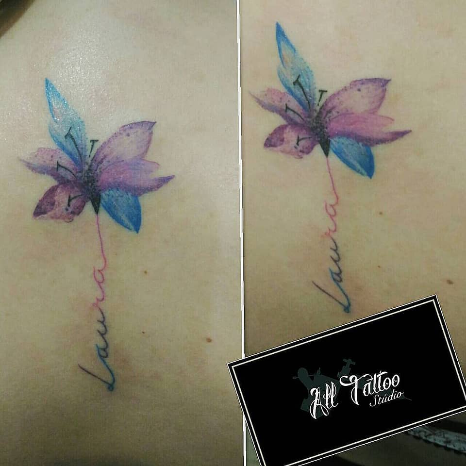 Watercolor Lily with Script